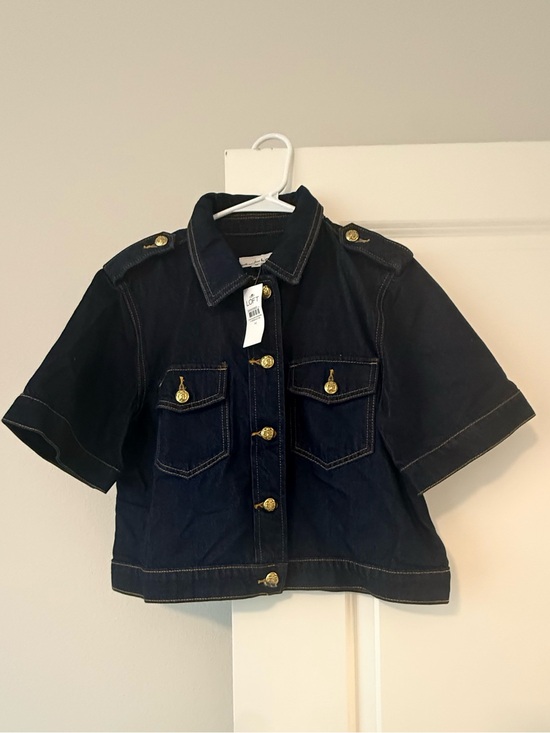 LOFT Jackets & Blazers - LOFT Black Short-Sleeve Jean Jacket with Gold Buttons